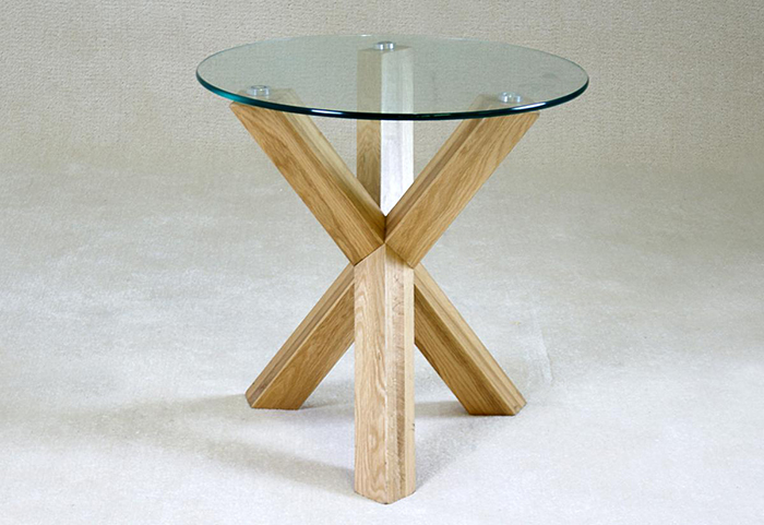 Saturn Solid Oak Lamp Table - Click Image to Close
